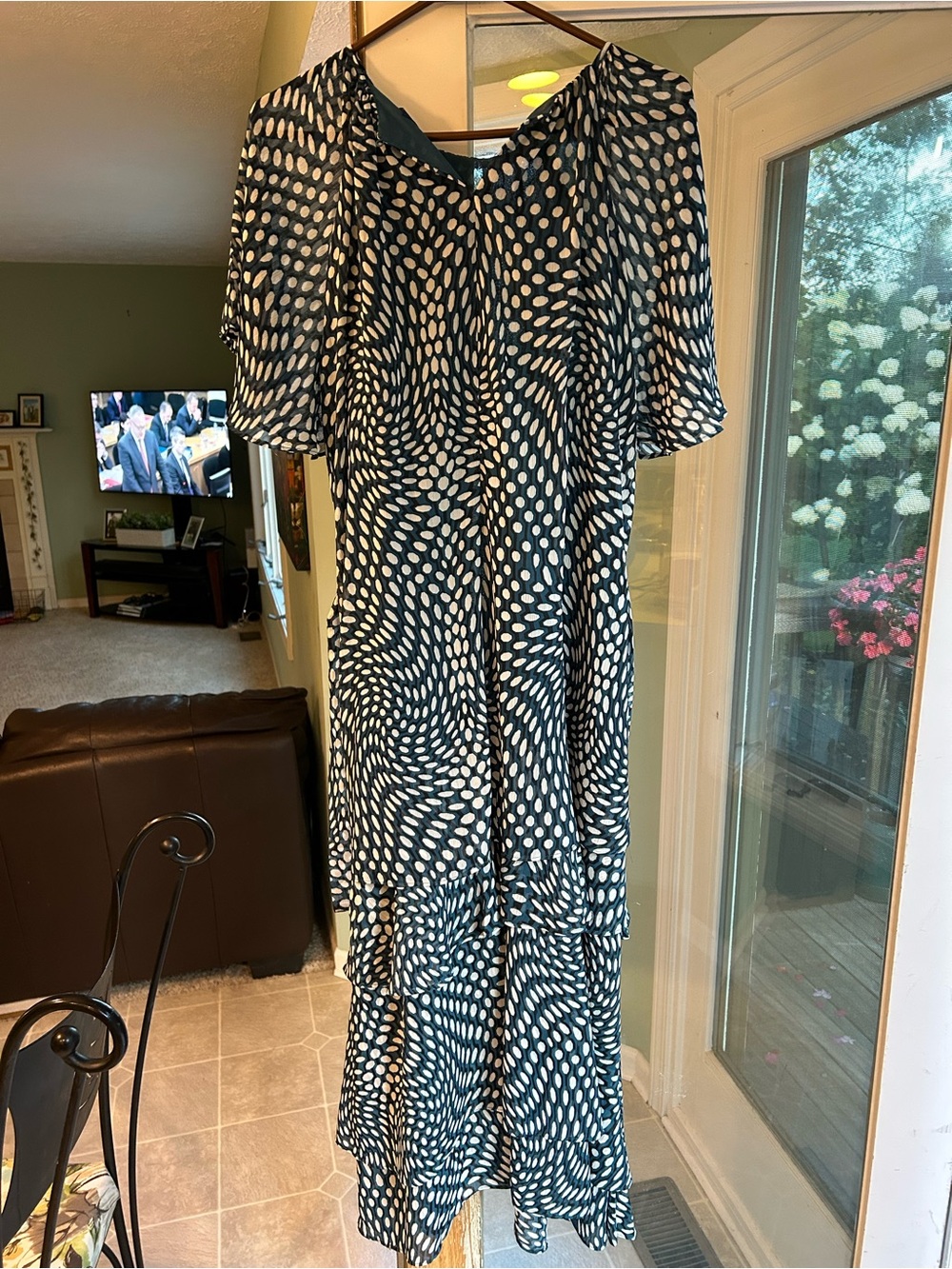 Navy and White Polka Dot Tiered Maxi Dress